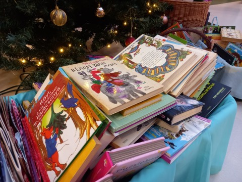 Sok-sok könyvet helyeztek el az olvasóink a fa alatt.